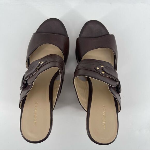 Liz Claiborne Women’s Brown Faux Leather Slip-On Platform Wedge Sandals Size 9 - Picture 4 of 16